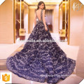 Latest Dress Design Vestidos de Festa Navy Blue Maxi Long Evening Dress Evening Gown with bling bing Stars